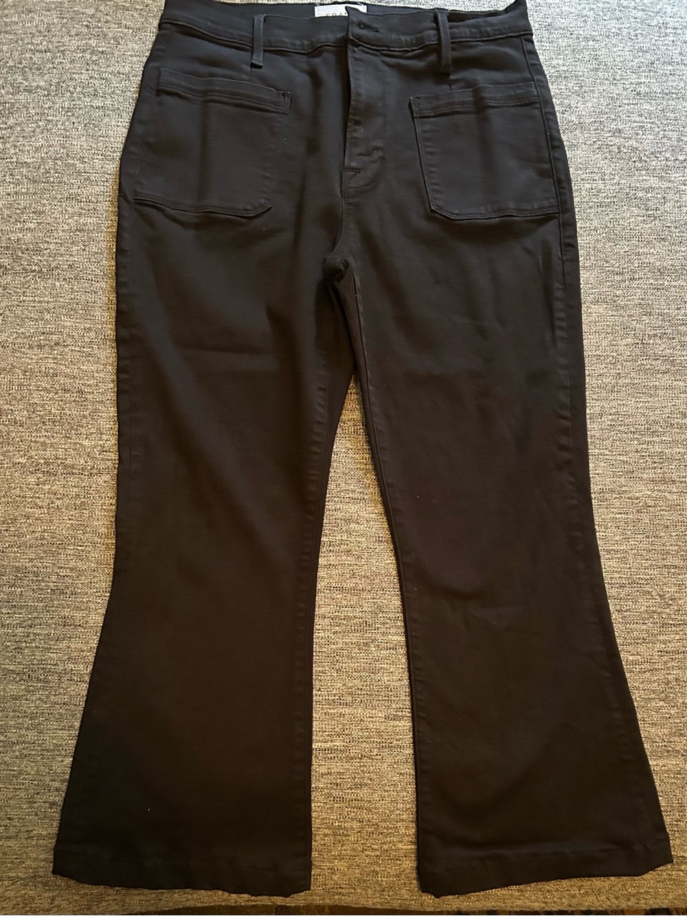 Frame Denim Black Wide- cropped Leg Flare Jeans